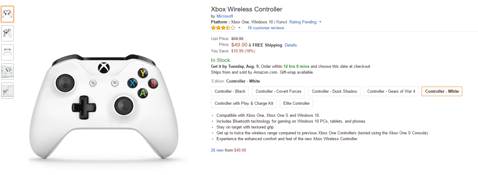 [Amazon] Xbox One Wireless Controller 블루투스 지원모델 (49) > 해외핫딜 딜바다닷컴