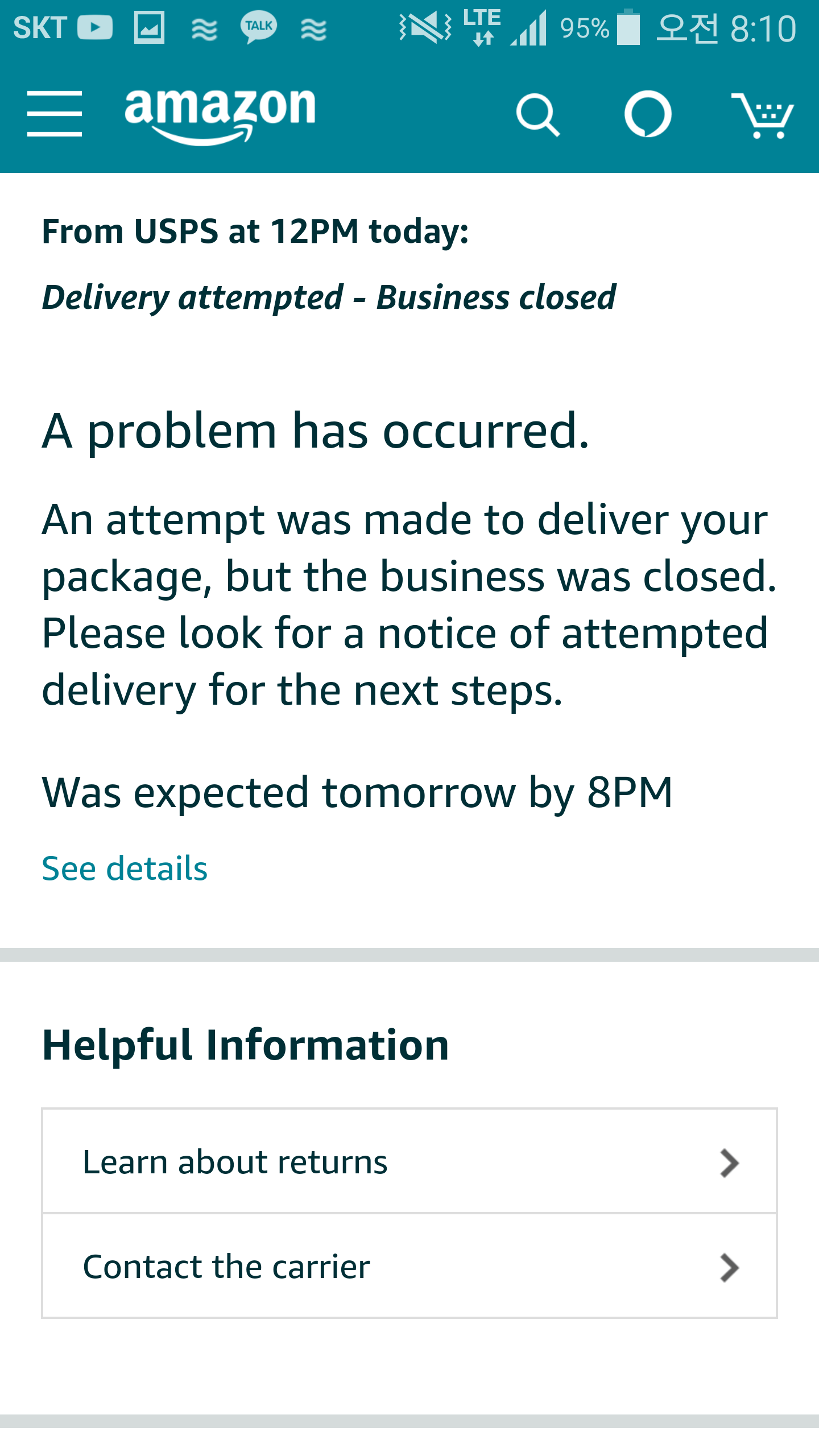 Delivery attempted business closed