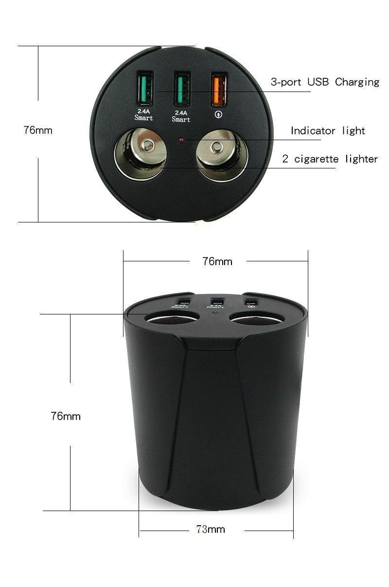 [amazon] Quick Charge 3.0 지원 차량용 컵홀더 충전기 + 멀티소켓 ( 6.99 / 프라임 무료) > 해외