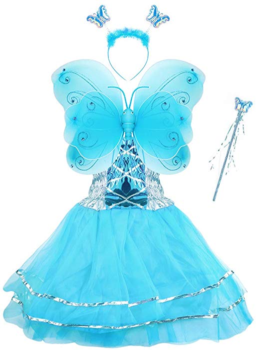 [amazon] Girls Dress Up Princess Fairy Costume Set with Dress, Wings