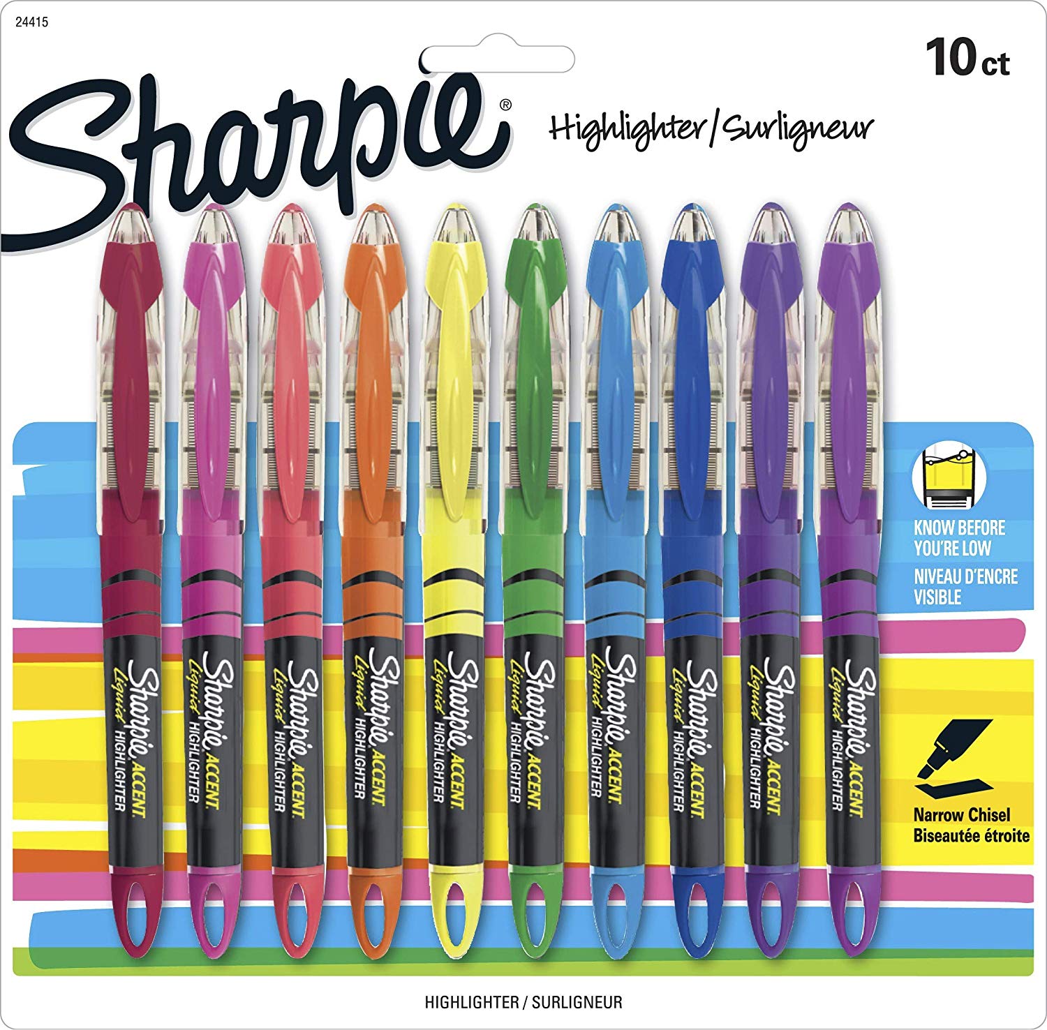 [AMAZON] Sharpie Liquid Highlighters, Chisel Tip, Assorted Colors, 10 ...