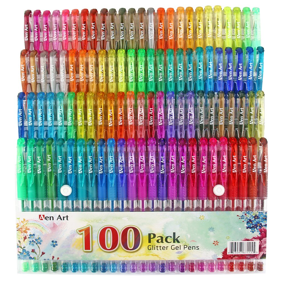 [amazon] 100 Colors Glitter Gel Pen Set, 30% More Ink Neon Glitter ...